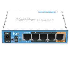 Роутер 2.4 ГГц -MikroTik hAP / 802.11b/g/n, MIMO 2x2, 22 дБм, 5х Ethernet, раздача PoE