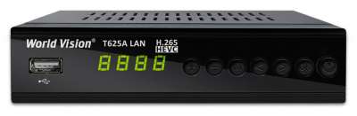 Ресивер эфирный WV T625A  LAN  T2/C, HDMI, IPTV, USB, jack, металл, кн., диспл.
